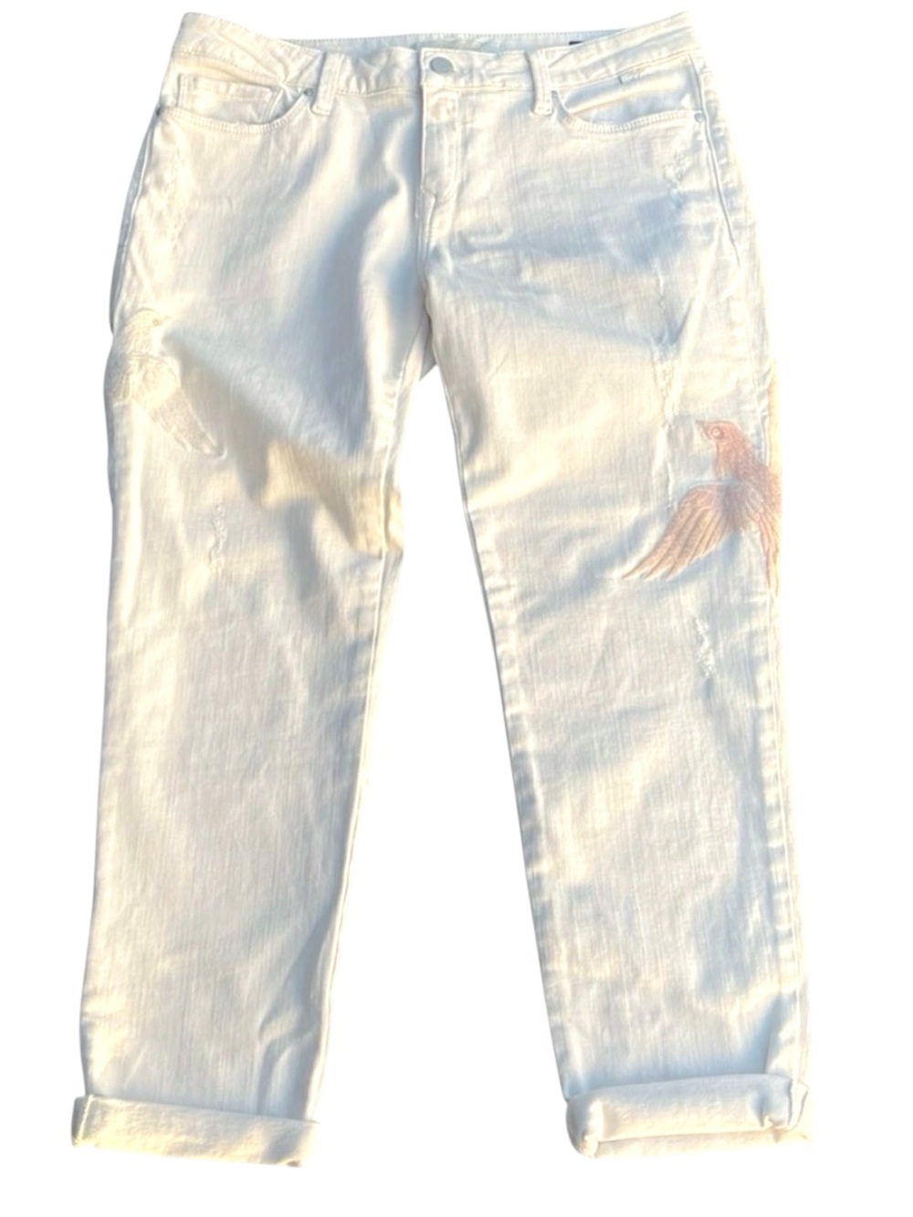Mavi Gold Off White Ada Boyfriend Mid Rise Embroidered Birds on Legs (30x27)